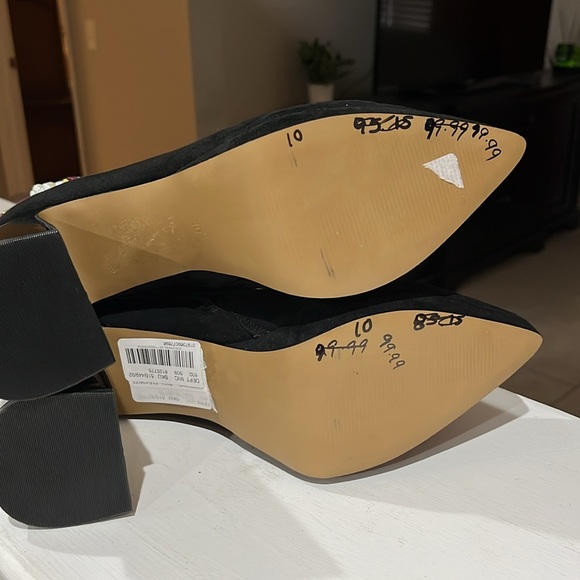 BETSEY JOHNSON Idris Dress Heel Ankle Booties Black Red Multi Plaid Size 10M New - Picture 8 of 8